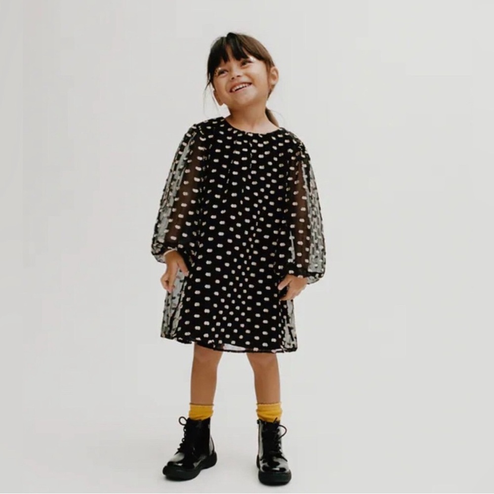 Zara‎ chiffon dress golden and black baby toddler 12-18 months